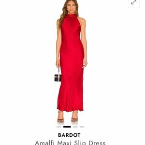 Bardot Red Halter Maxi Dress